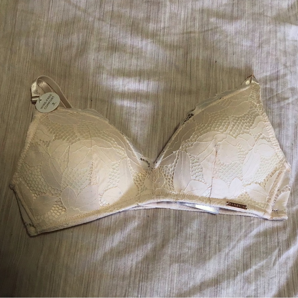 Danskin NWT Cream/Pink lace Bra Size 34B